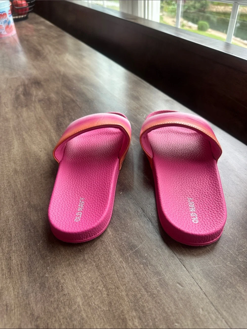 3 Girls Pair Slide Sandals Lot - Coral Ombre + Mint + Light Aqua